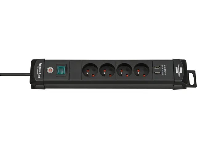 Multiprise Brennenstuhl Premium 4 prises 2 USB H05VV-F 3G1,5 1,8m noir