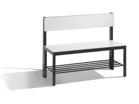 omkleedbank,HxLxD 796x1000x407mm,HPL wit,frame staal RAL7021,leuning