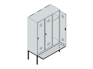 locker met bank,HxBxD 1950x1200x815mm,3vak,vak B 400mm,cil.-slot - 4