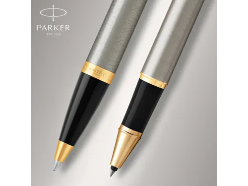 Balpen en Rollerpen Parker IM brushed metal GT medium 2 stuks