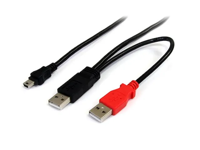 1,8 m USB Y-kabel voor externe harde schijf USB A naar mini B