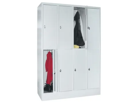 lockerkast,HxBxD 1850x1200x500mm,4x2vakken,RAL7035,front RAL6011