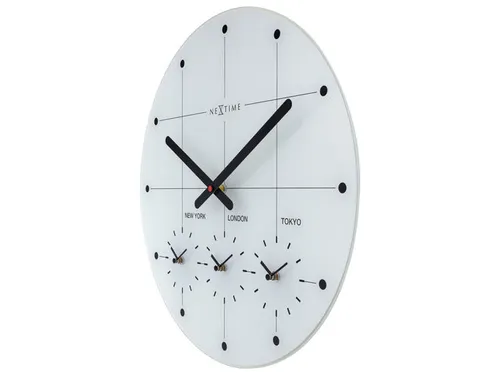 Wereldtijden klok - Stille wandklok - 43cm - Wit - Glazen klok - NeXti