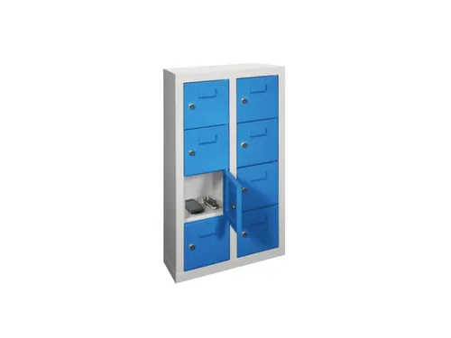 lockerkast,HxBxD 815x460x200mm,2x4vakken,RAL7035,front RAL5012