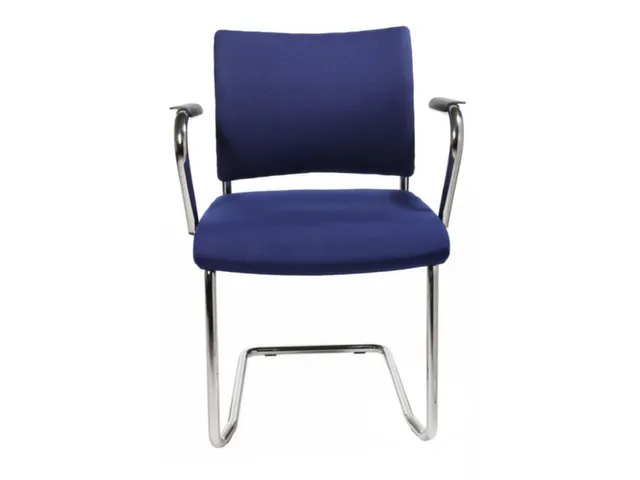 Bezoekersstoel Armleuningen Blauw Stof Zitting 450x480mm Sledeframe