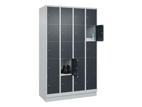 lockerkast,HxBxD 1950x1200x500mm,4x5vakken,vak B 300mm,cil.-slot