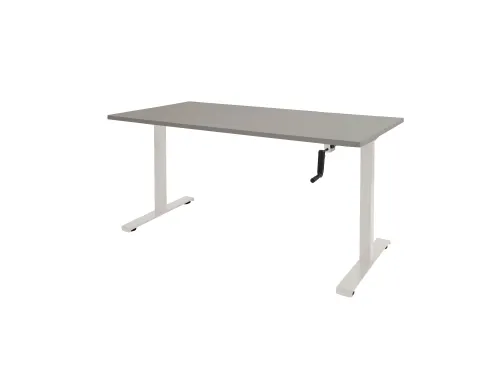 Slinger Bureau Zit-sta Wit Poot 160x80cm Blad Licht Grijs