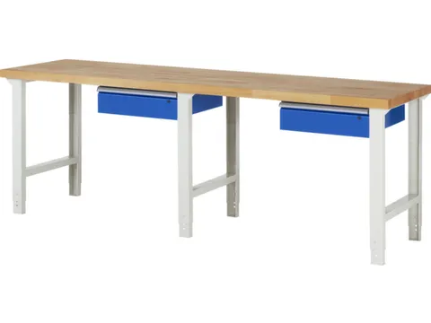 établi HxlxP 790-1140x2500x700mm plateau hêtre force 750kg