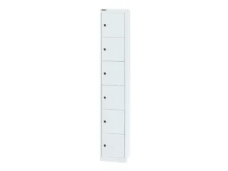 lockerkast,HxBxD 1802x305x457mm,1x6vakken,cil.-slot,romp verkeerswit - 3