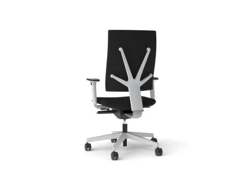 Bureaustoel Zwart Frame Wit Synchroonmechanisme Met Armleuning