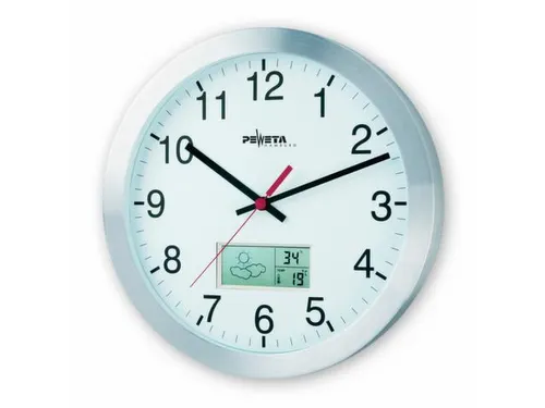 Wandklok Weerstation Kwartsklok Ø 30 cm Lcd Display Binnentemperatuur