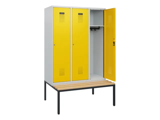 locker met bank,HxBxD 1950x1200x815mm,3vak,vak B 400mm,cilinderslot