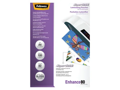Lamineerhoes Fellowes Superquick A4 80 Micron glanzend