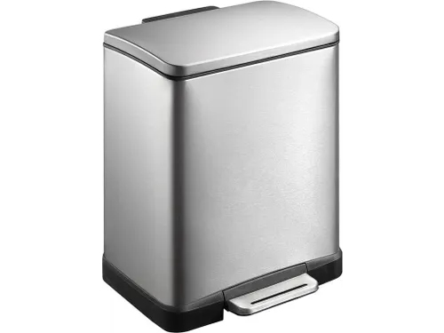 Afvalbak pedaalemmer RVS mat rechthoekig 9 Liter + 10 Liter