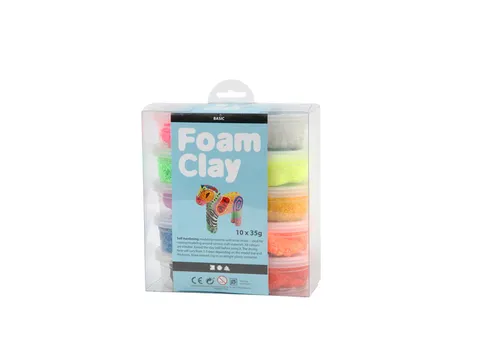 Klei Foam Clay basic 10 x 35gr 10 kleuren
