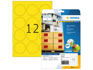 HERMA 5152 Gekleurde etiketten A4 Rond 60mm Neon Geel 240 stuks - 1