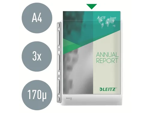 Showtas Leitz 4755 A4 4-gaats PVC 0.17mm glad met expansievouw
