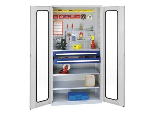 werkplaatskast,HxBxD 1950x1000x600mm,3xStalen bodem,2lade(n),RAL5010