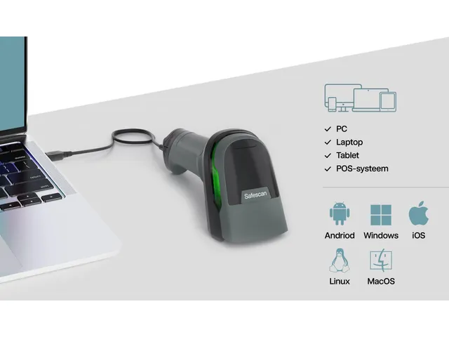 Safescan 330-W Barcodescanner met standaard 1D en 2D barcodes USB-A