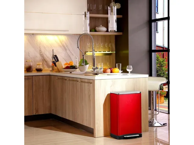 E-Cube recycling pedaalemmer Rood Mat RVS 28+18 Liter