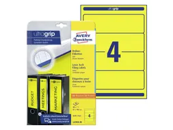Rugetiket Avery Zweckform breed 192x61mm Geel L4769 80 stuks