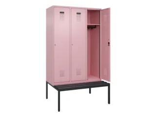 locker met bank,HxBxD 2120x1200x815mm,3vak,vak B 400mm,cilinderslot - 1