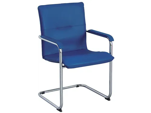 Beklede Stoel Swingframe Verchroomd Blauw Kunstleer Armleuningen