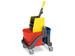dweilwagen,emmer 1x17l/1x6l ROOD/BLAUW,frame kunststof,4zwenkwielen - 1