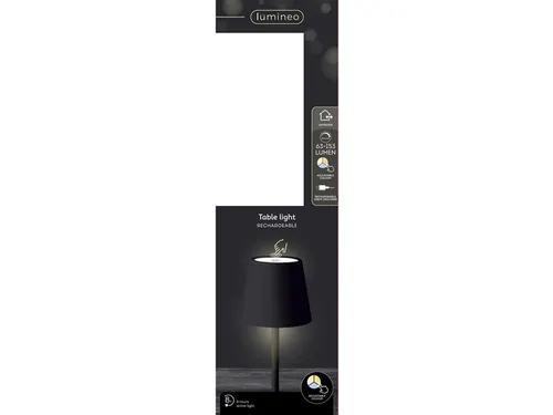 Tafellamp Lumineo led oplaadbaar steady buiten zwart