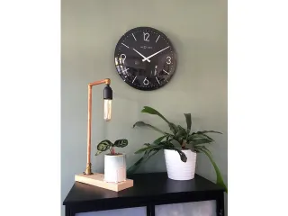 Wandklok NeXtime dia. 35cm bol glas zwart 'Basic Dome' streep/cijfers - 6