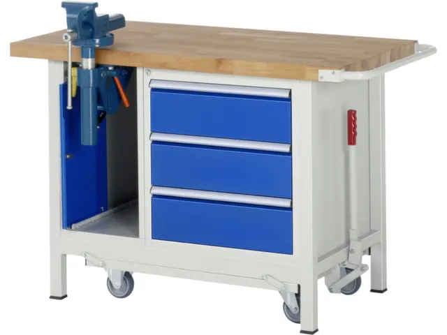 Werkbank 880x1250x700mm Beukenhouten Werkblad 3laden Kast