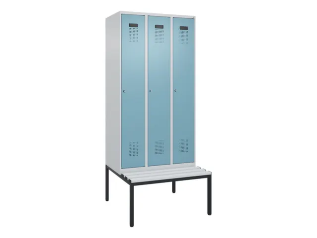 locker met bank,voor scheiding van kleding,HxBxD 2120x900x815mm,3vak