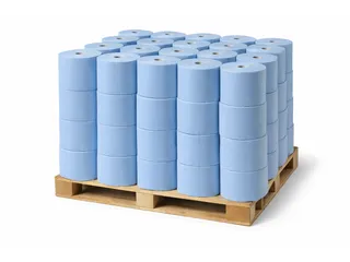 Poetspapier 360 Meter verlijmd blauw 3-laags Pallet 36 Rol - 1