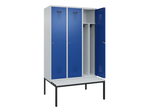 locker met bank,voor scheiding van kleding,HxBxD 2120x1200x815mm,3vak