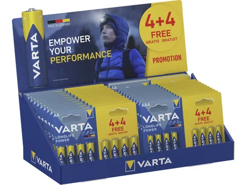 Toonbankdisplay Varta 4+4 inhoud 13x AA 10x AAA blister