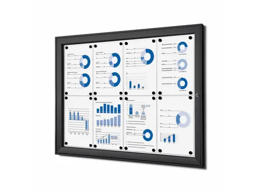 Vergrendelbaar Mededelingenbord Indoor/ Outdoor 8xA4 Zwart