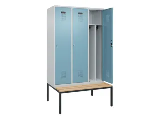 locker met bank,voor scheiding van kleding,HxBxD 2120x1200x815mm,3vak - 1