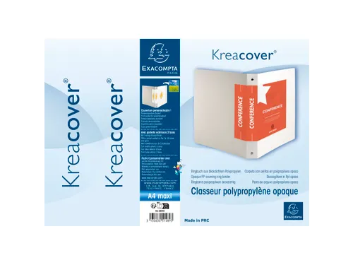 Ringmap A4 Maxi 4 ringen 30mm Personaliseerbaar PP Wit Kreacover