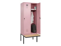 locker met bank,HxBxD 2120x800x815mm,2vak,vak B 400mm,draaigrendel