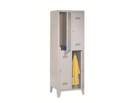 dubbeldekse locker,HxBxD 1850x600x500mm,2x2vak.,RAL7035,front RAL6011