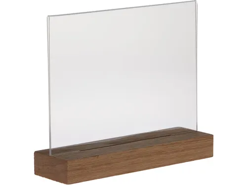 Kaarthouder Acryl Met Houten Voet A5 Horizontaal Premium