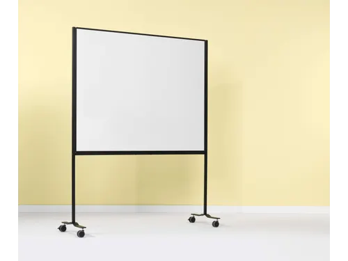 Verrijdbaar Whiteboard Workboard 120x150cm Gelakt Staal zwart profiel