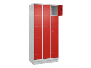 lockerkast,HxBxD 1950x900x500mm,3x5vakken,vak B 300mm,cil.-slot,sokkel - 1