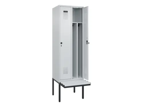locker met bank,voor scheiding van kleding,HxBxD 2120x600x815mm,2vak