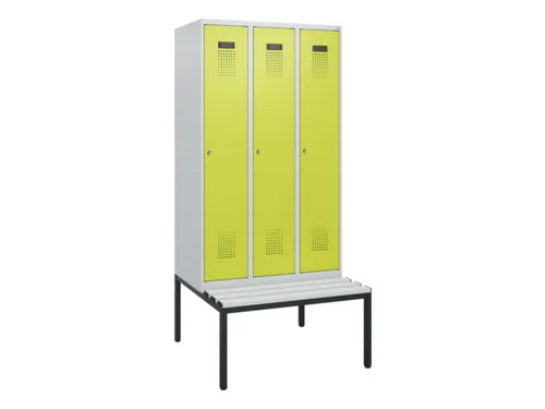 locker met bank,HxBxD 1950x900x815mm,3vak,vak B 300mm,cilinderslot