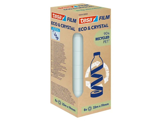 Plakband Tesa eco&crystal 59044 19mmx33m transparant 8 rollen