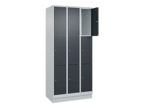 lockerkast,HxBxD 1950x900x500mm,3x3vakken,vak B 300mm,cil.-slot,sokkel