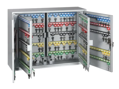 Sleutelkast 550x730x205mm 500 Haakjes 2 Deuren 4 Tussenwanden Ral 7035