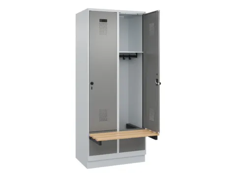 locker met bank,HxBxD 1950x800x815mm,2vak,vak B 400mm,draaigrendel