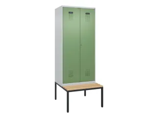 PBM-locker met bank,HxBxD 2120x800x815mm,2vak,vak B 400mm - 2